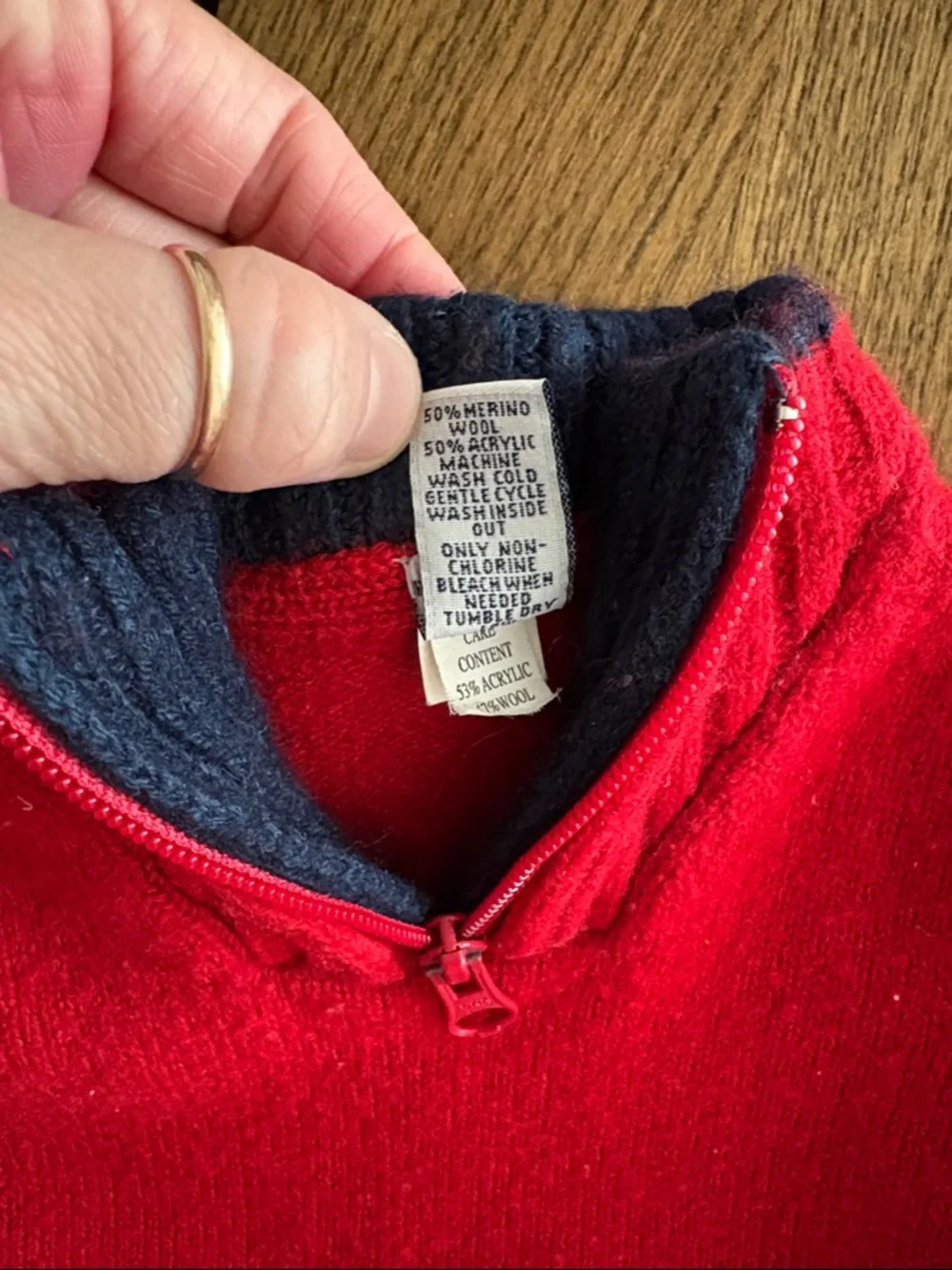 VINTAGE 2005 Baby GAP Factory Red 1/4 Zip Wool Blend Sweater
